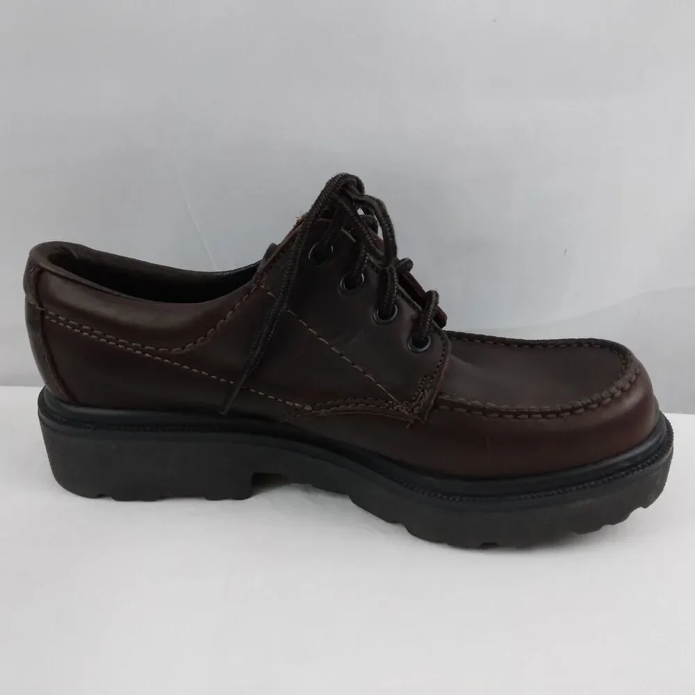 Eastland Brown Leather Loafers Moc Toe Vibram Chunky Sole Y2K 90s Women's 8M